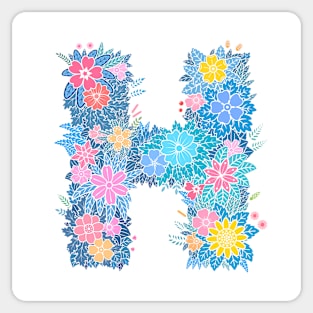 "H" Floral Letter Monogram Sticker